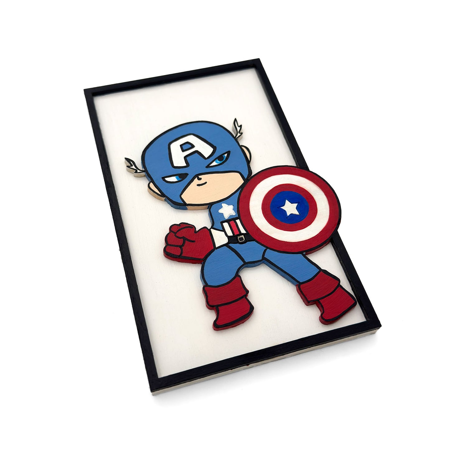 Superhero Themed Hand-Painted Wooden Kids Wall Frame Combo of 4