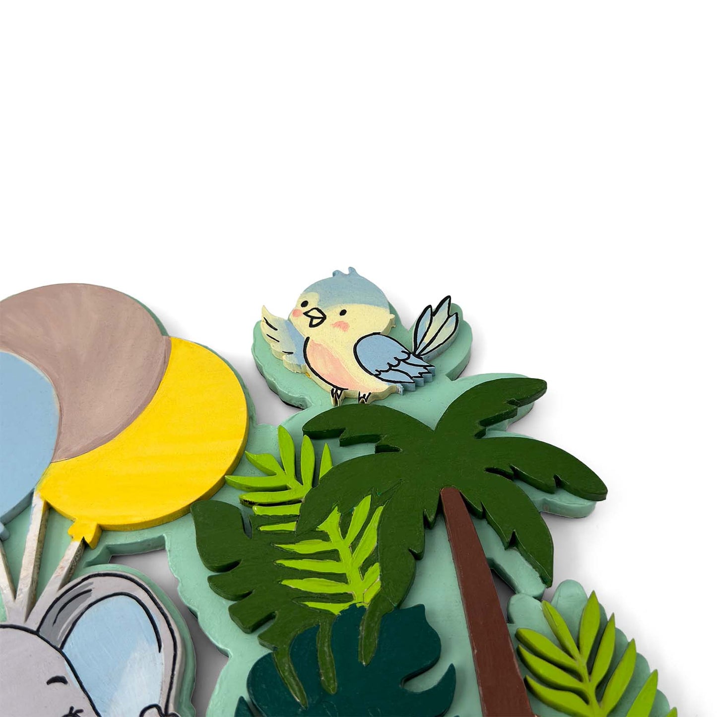Animal Themed Hand-Painted Wooden Kids Name Plate - Design 5