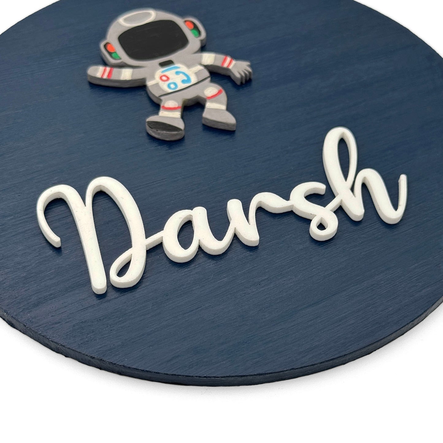 Astronaut Themed Hand-Painted Wooden Mini Kids Name Plate