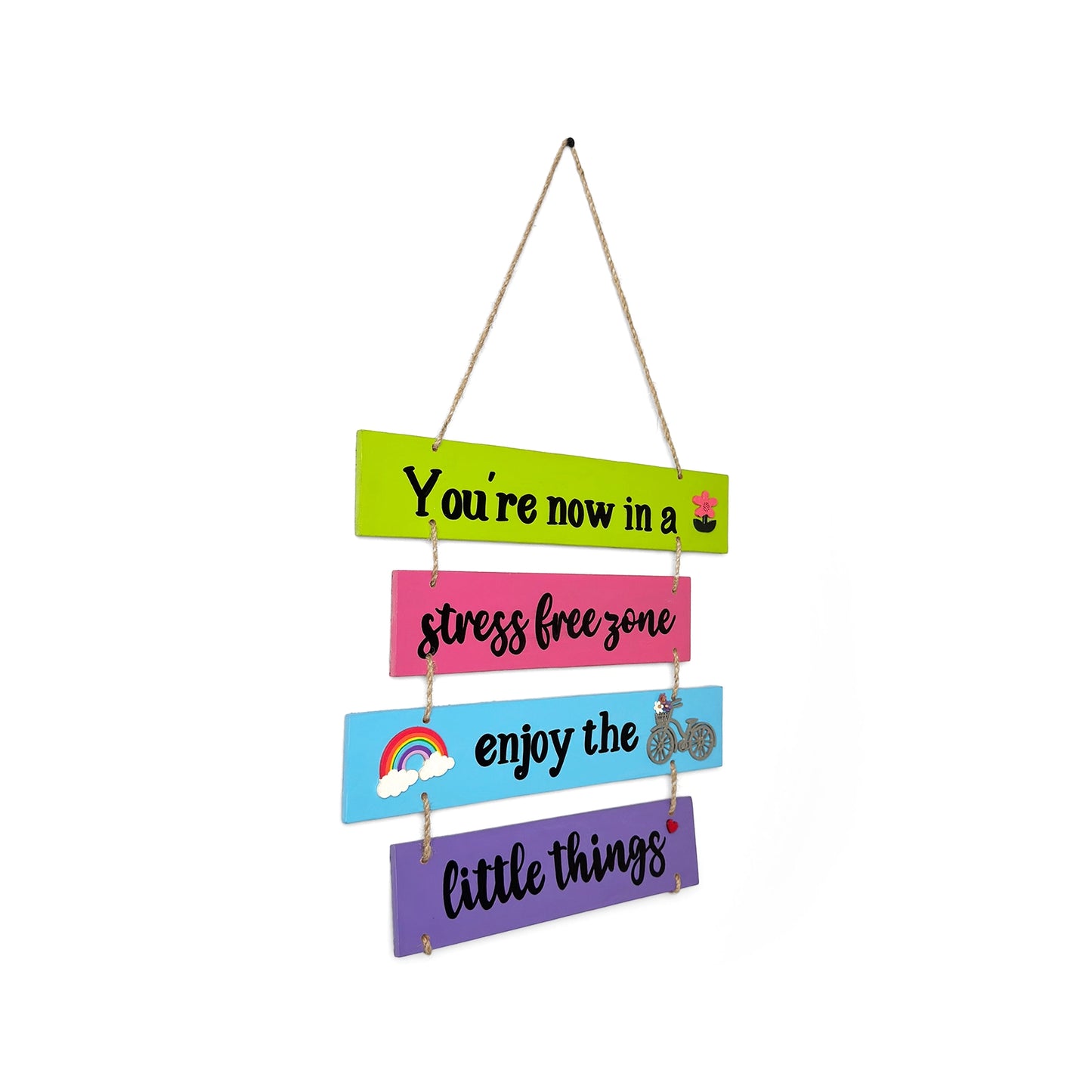Stress Free Zone Hand-Painted Wooden Plank Wall Hanging - Design 3