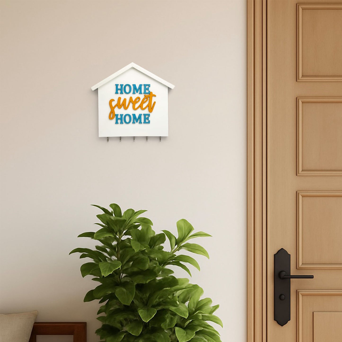 Hand-Painted Wooden Hut Key Holder - Home Sweet Home
