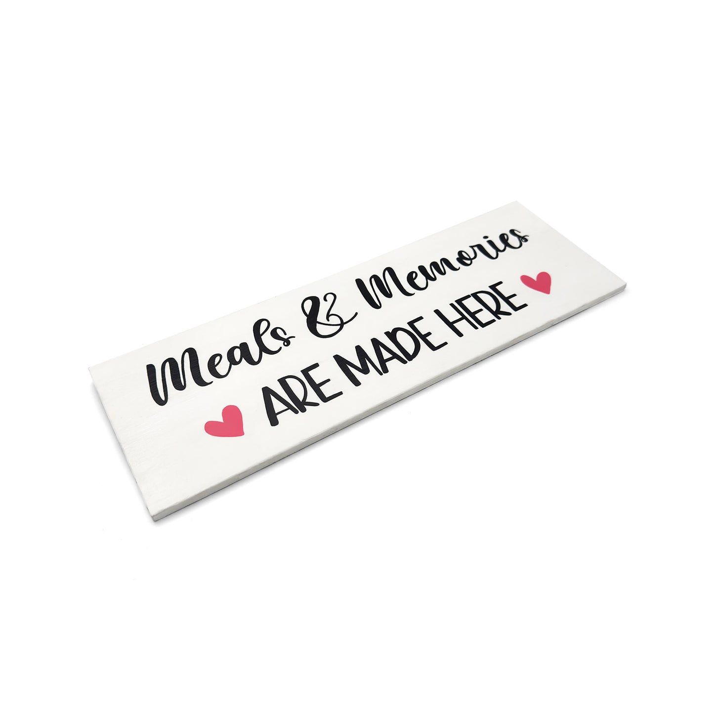Meals & Memories Are Made Here Hand-Painted Wooden Kitchen Wall Hanging - White