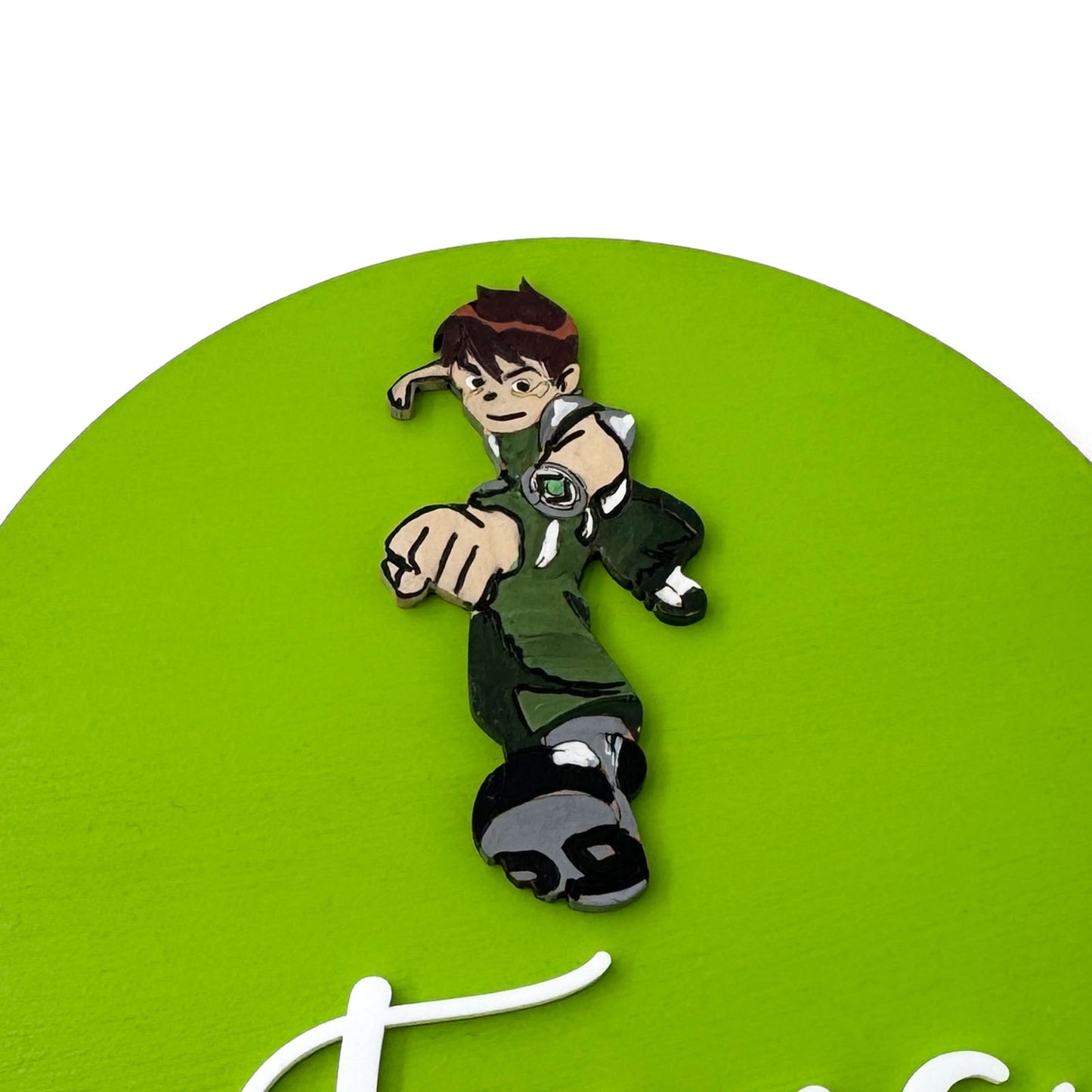 Ben 10 Themed Hand-Painted Wooden Name Plate For Kids