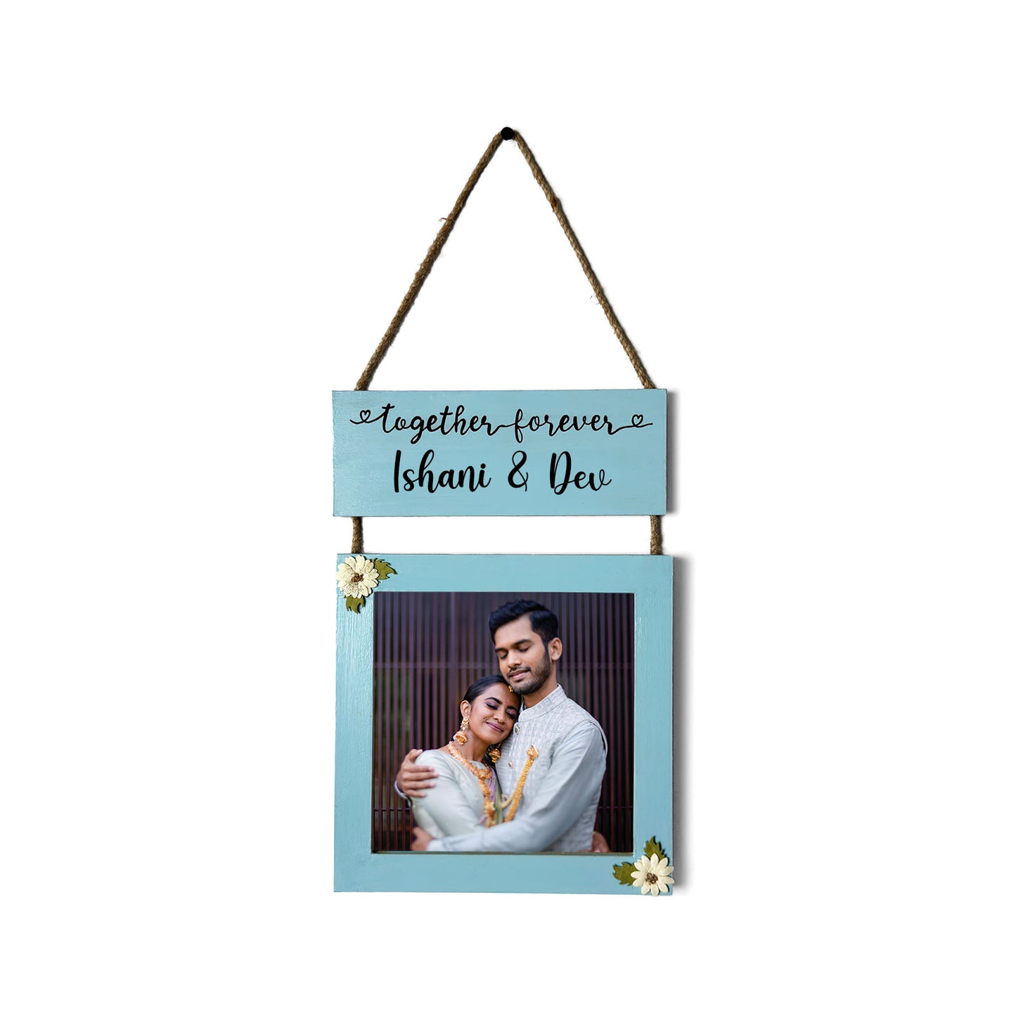 Together Forever Personalised Hand-Painted Wooden Photo Holder - Light Grey