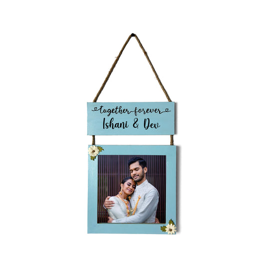 Together Forever Personalised Hand-Painted Wooden Photo Holder - Light Grey