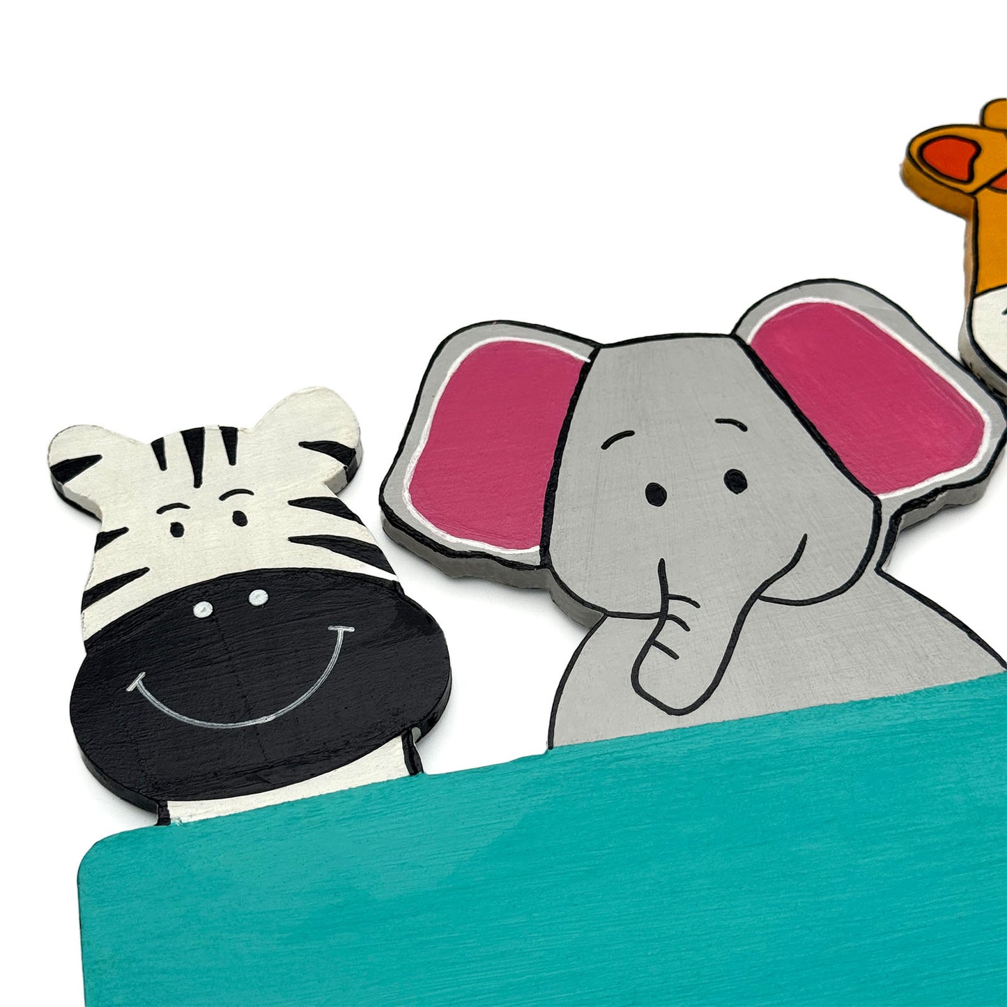 Animal Themed Hand-Painted Wooden Kids Wall Hanger