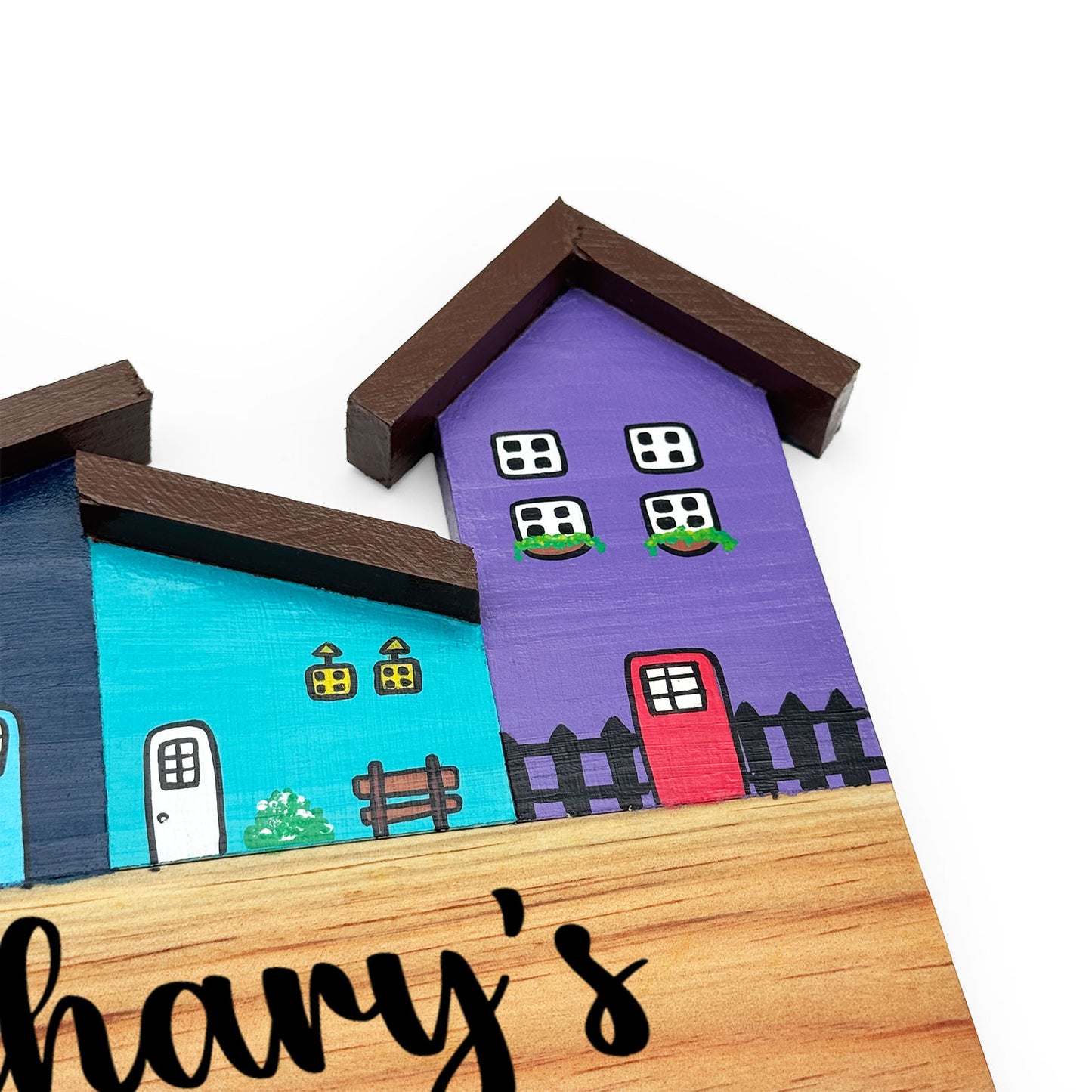Hut-Shaped Hand-Painted Wooden Name Plate For Home - Hut Board Design 5