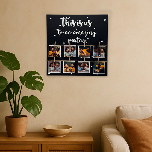 This Is Us To An Amazing Partner Hand-Painted Wooden Photo Holder - Black