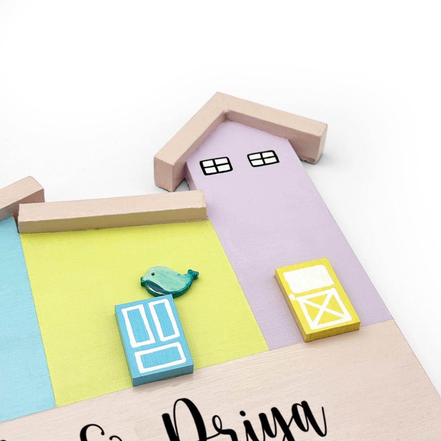 Hut-Shaped Hand-Painted Wooden Name Plate For Home - Hut Board Design 2