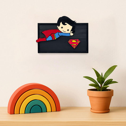Superman Hand-Painted Wooden Kids Wall Frame