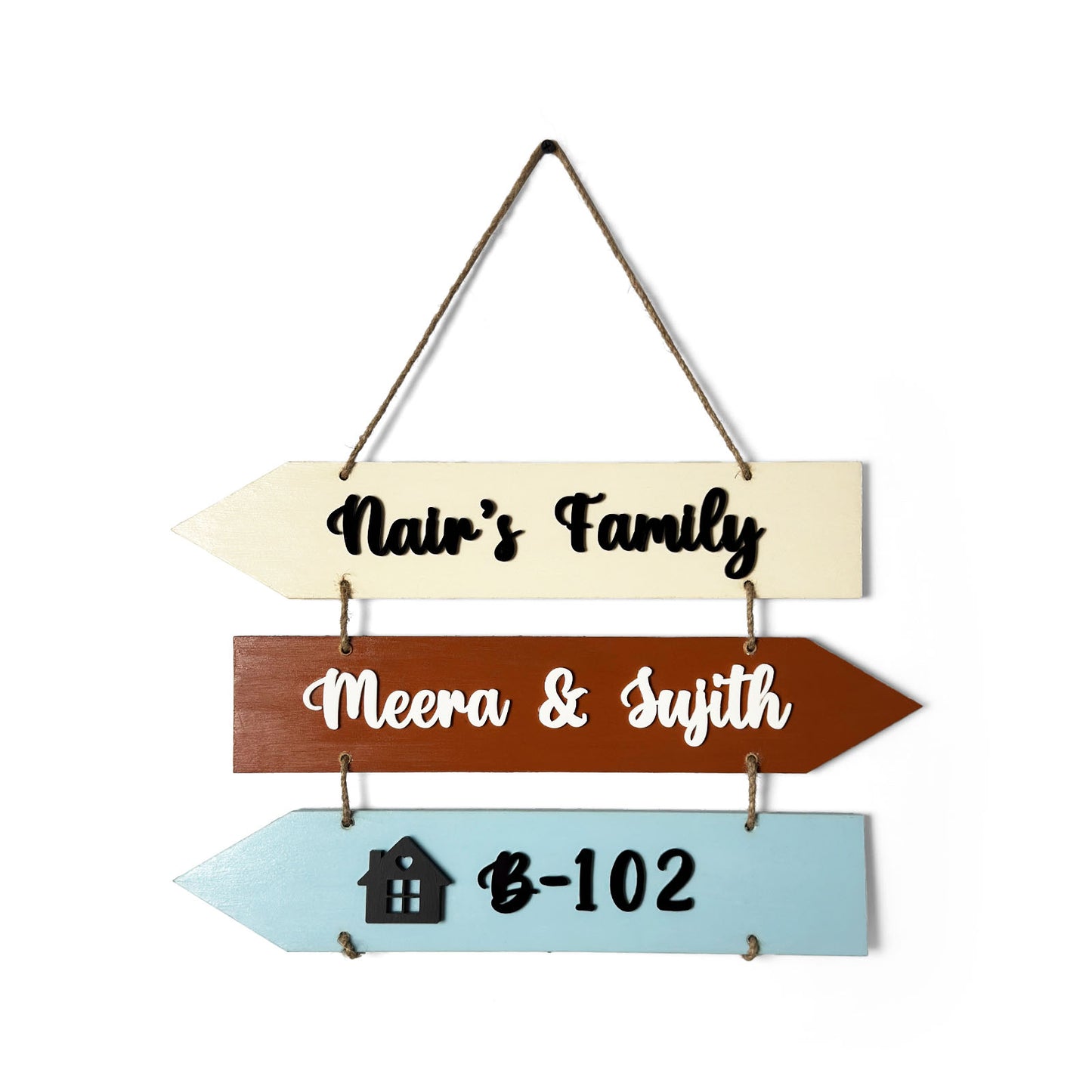 Personalised Hand-Painted Arrow Wooden Plank Name Plate For Home