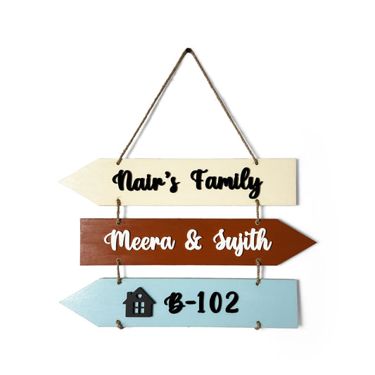 Personalised Hand-Painted Arrow Wooden Plank Name Plate For Home