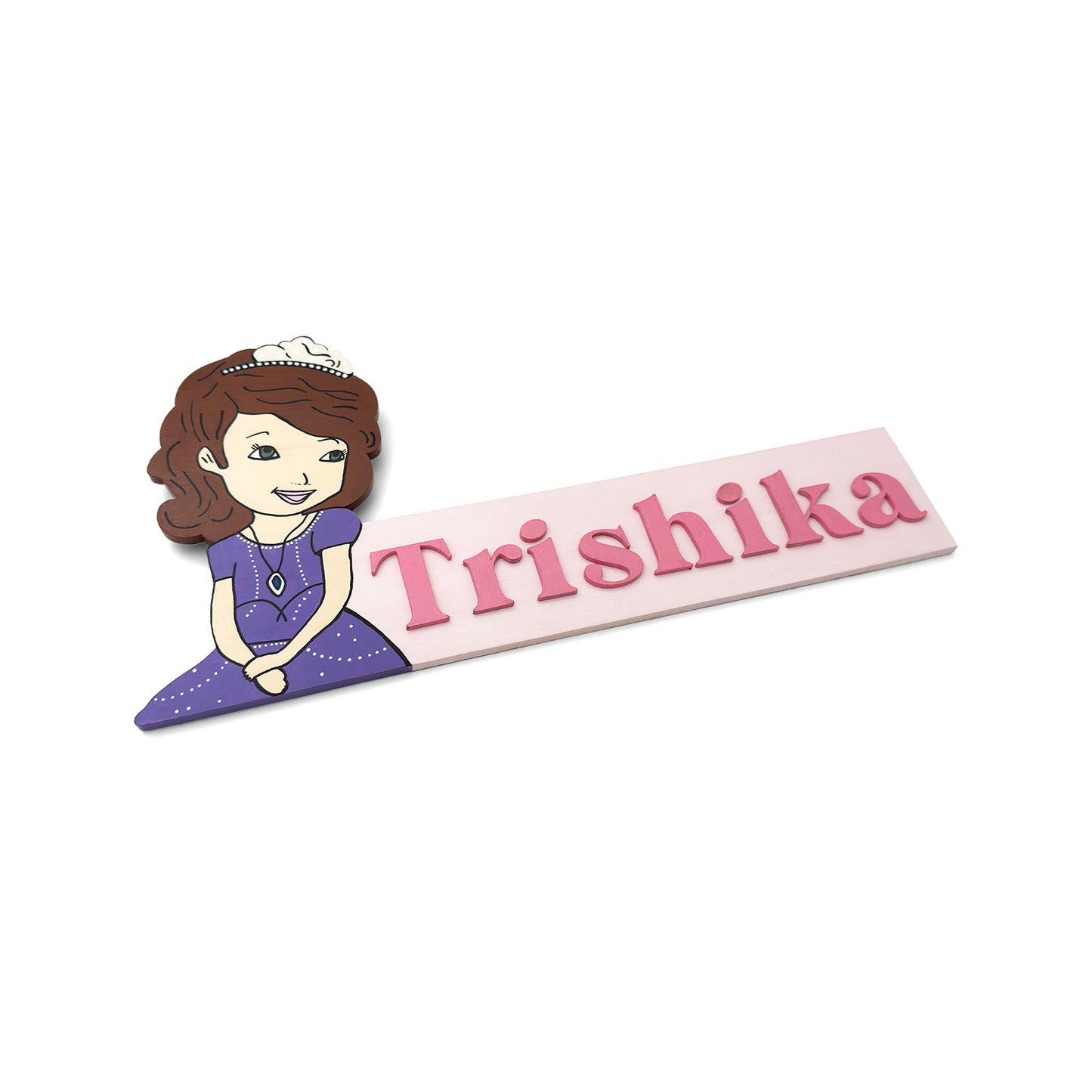 Princess Themed Hand-Painted Wooden Kids Name Plate