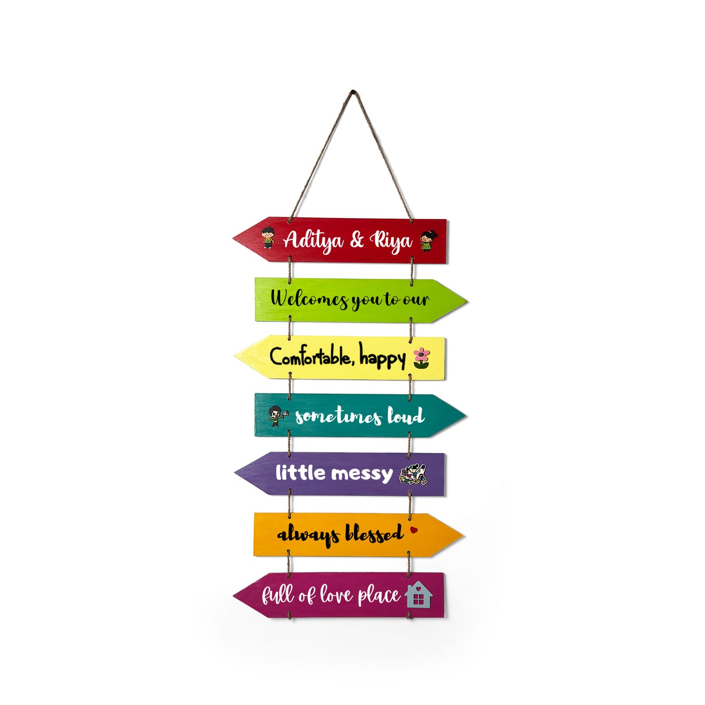 Welcomes You To Our Hand-Painted Wooden Arrow Plank Name Plate For Home