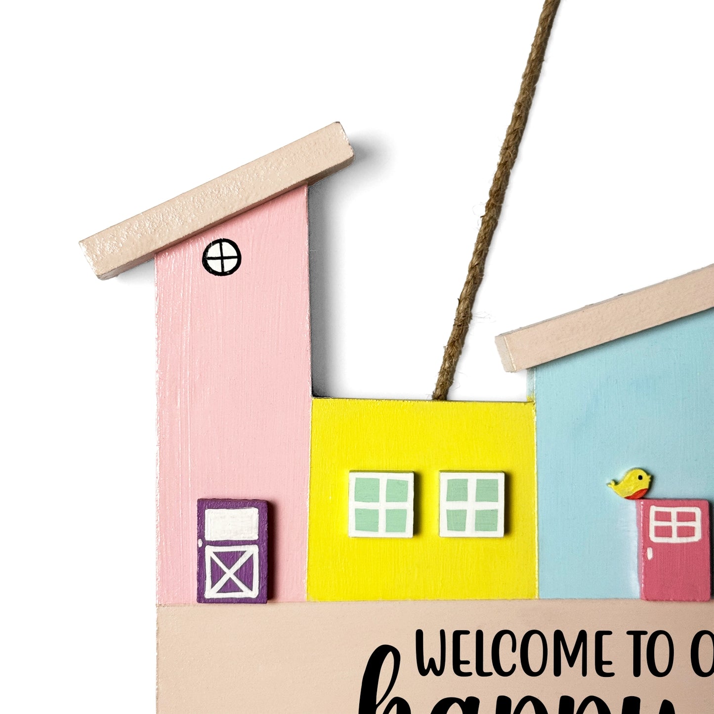 Hut-Shaped Hand-Painted Wooden Name Plate For Home - Hut Board & One Plank Design 2