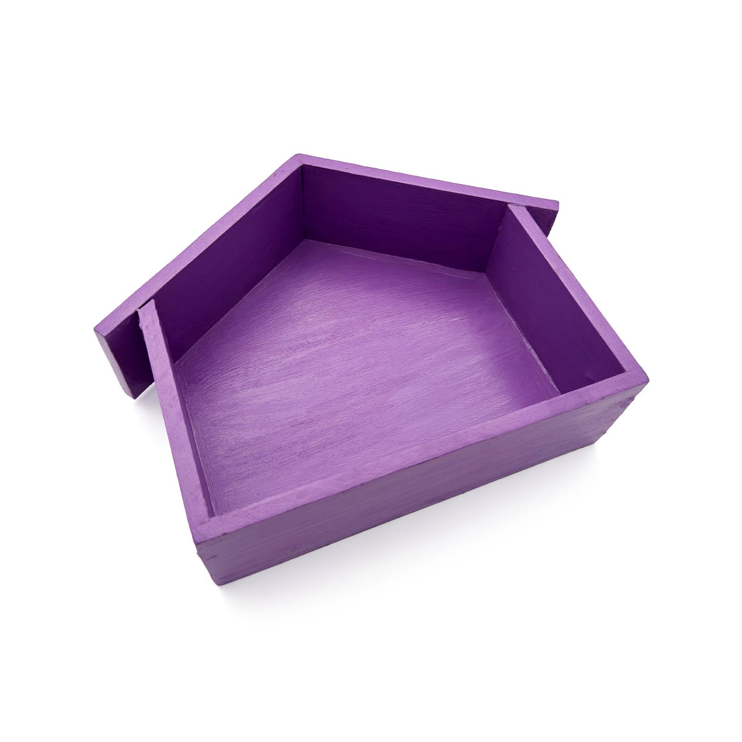 Hut Shaped Hand-Painted Wooden Wall Shelf - Purple