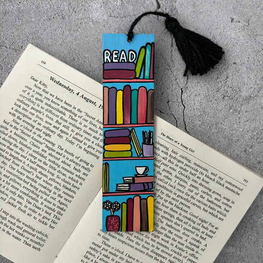 Hand-Painted Wooden Bookmark - Read