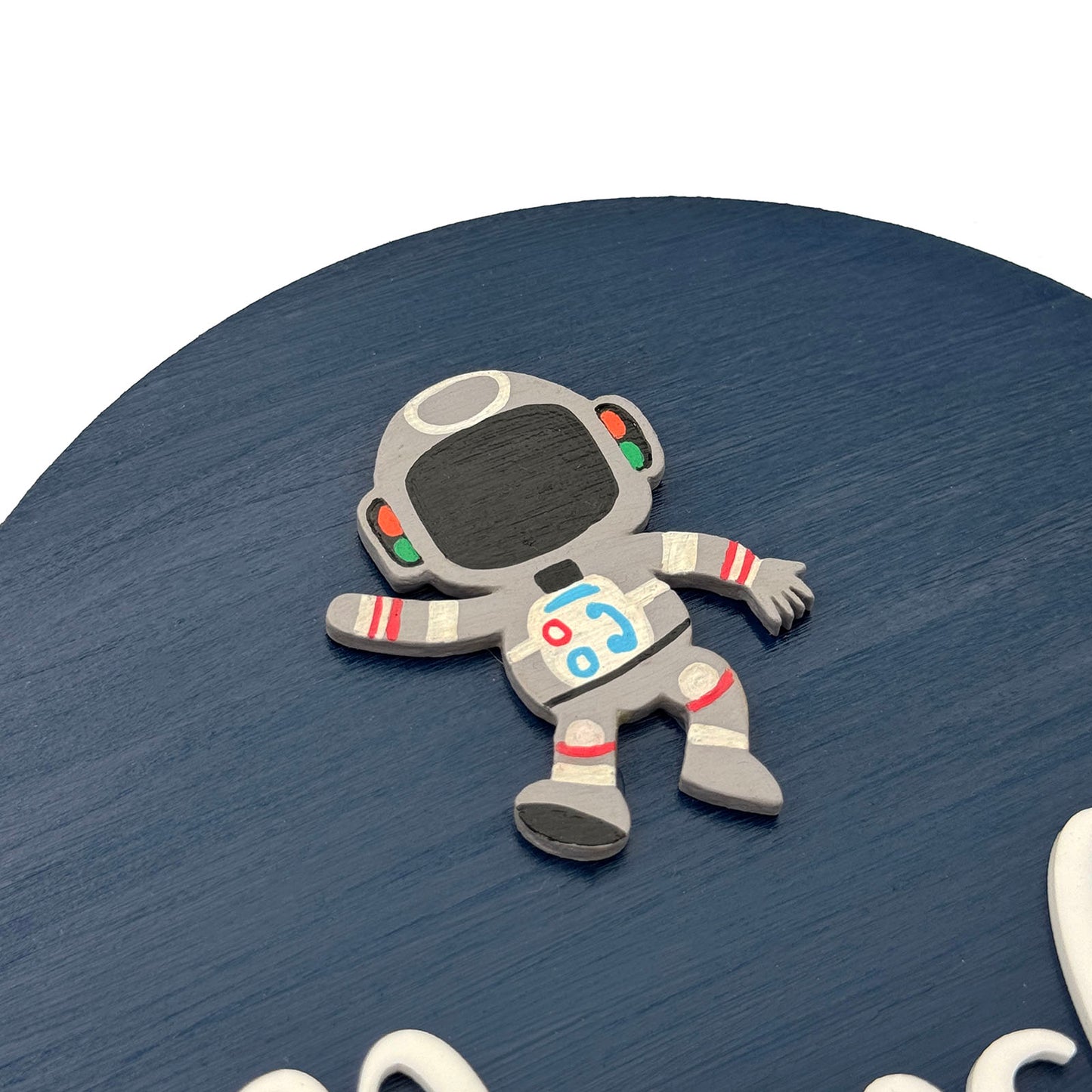 Astronaut Themed Hand-Painted Wooden Mini Kids Name Plate