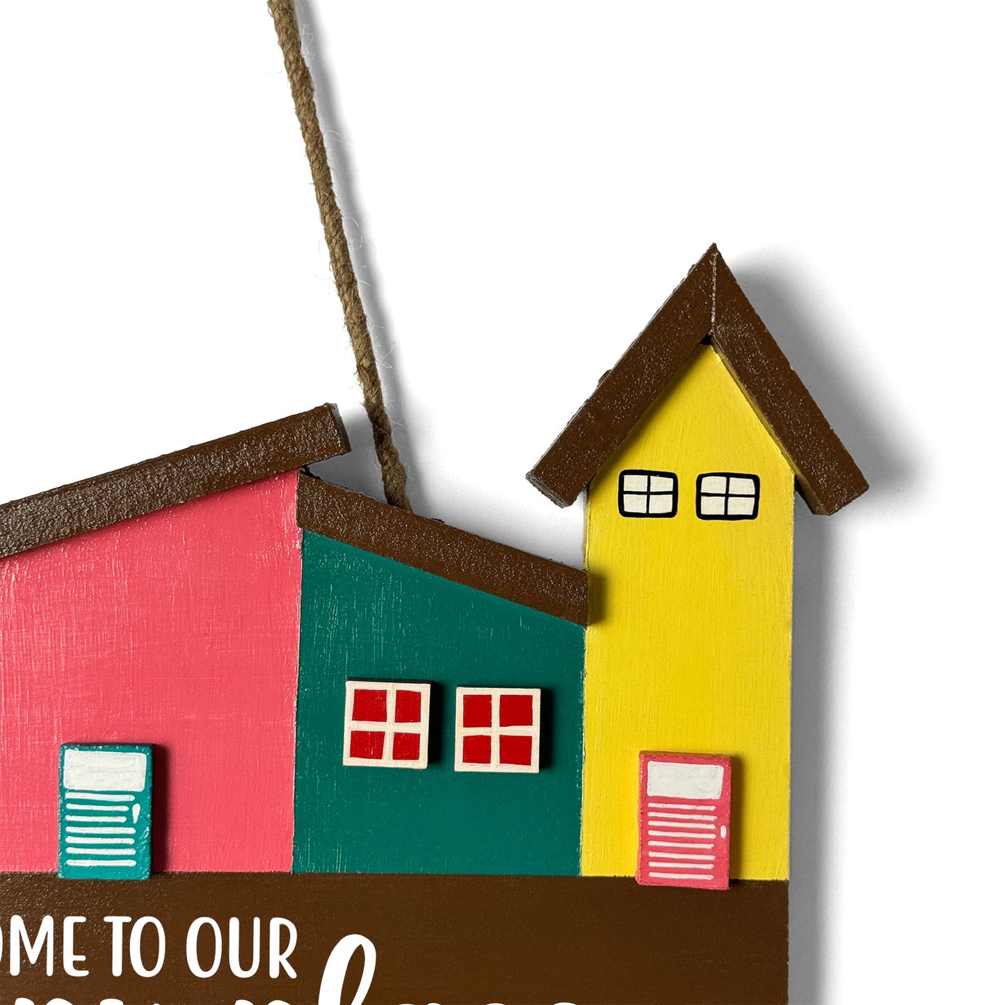 Hut-Shaped Hand-Painted Wooden Name Plate For Home - Hut Board & Four Planks Design 4