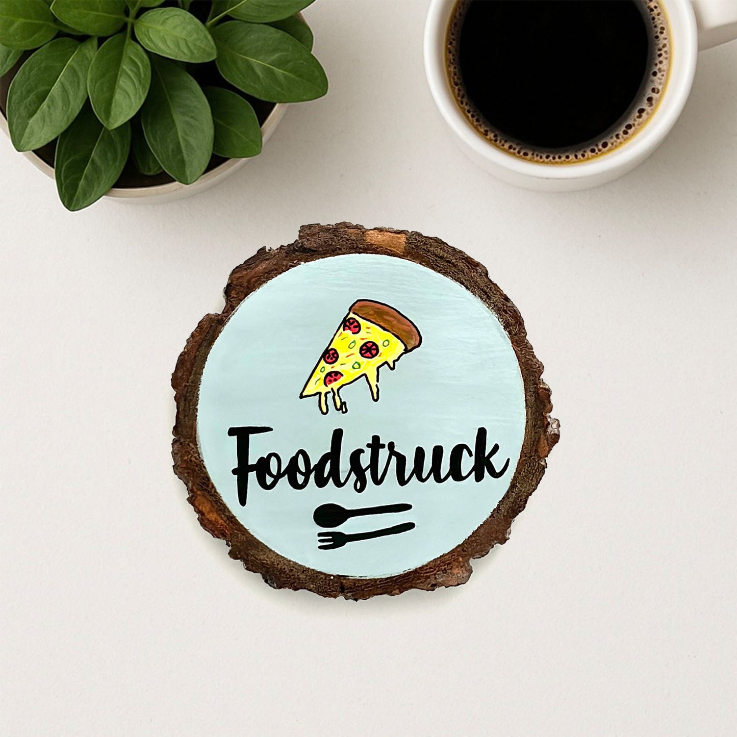 Foodstruck Hand-painted Wooden Coaster