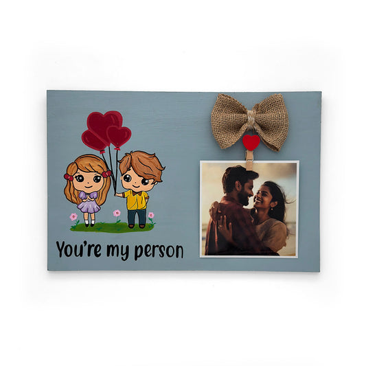You're My Person Hand-Painted Wooden Photo Holder - Light Grey