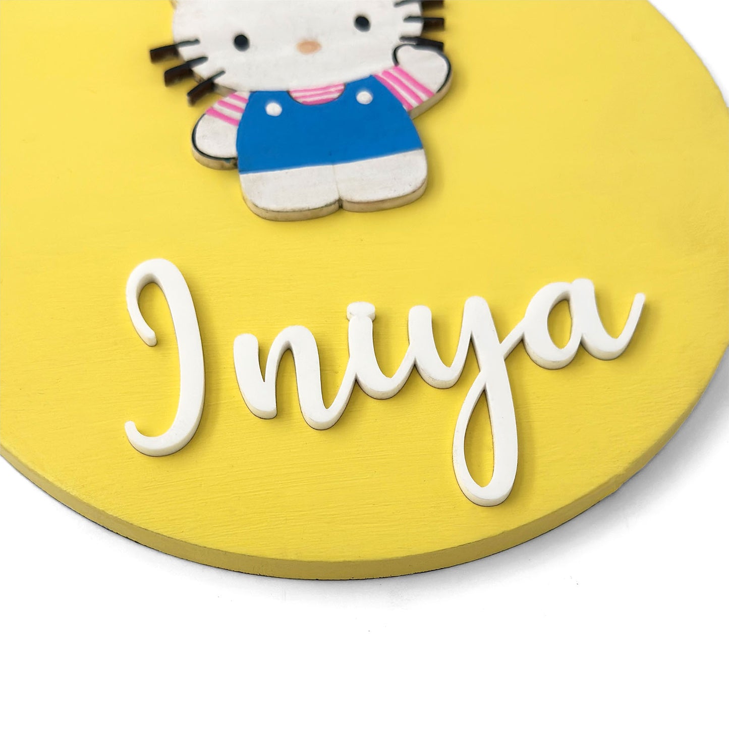 Hello Kitty Themed Hand-Painted Wooden Name Plate For Kids