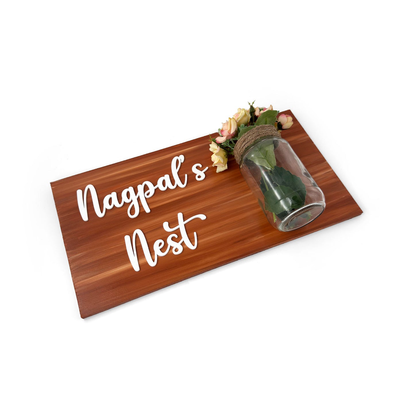 Hand-Painted Wooden Name Plate With Jar For Home - Only Jar Board