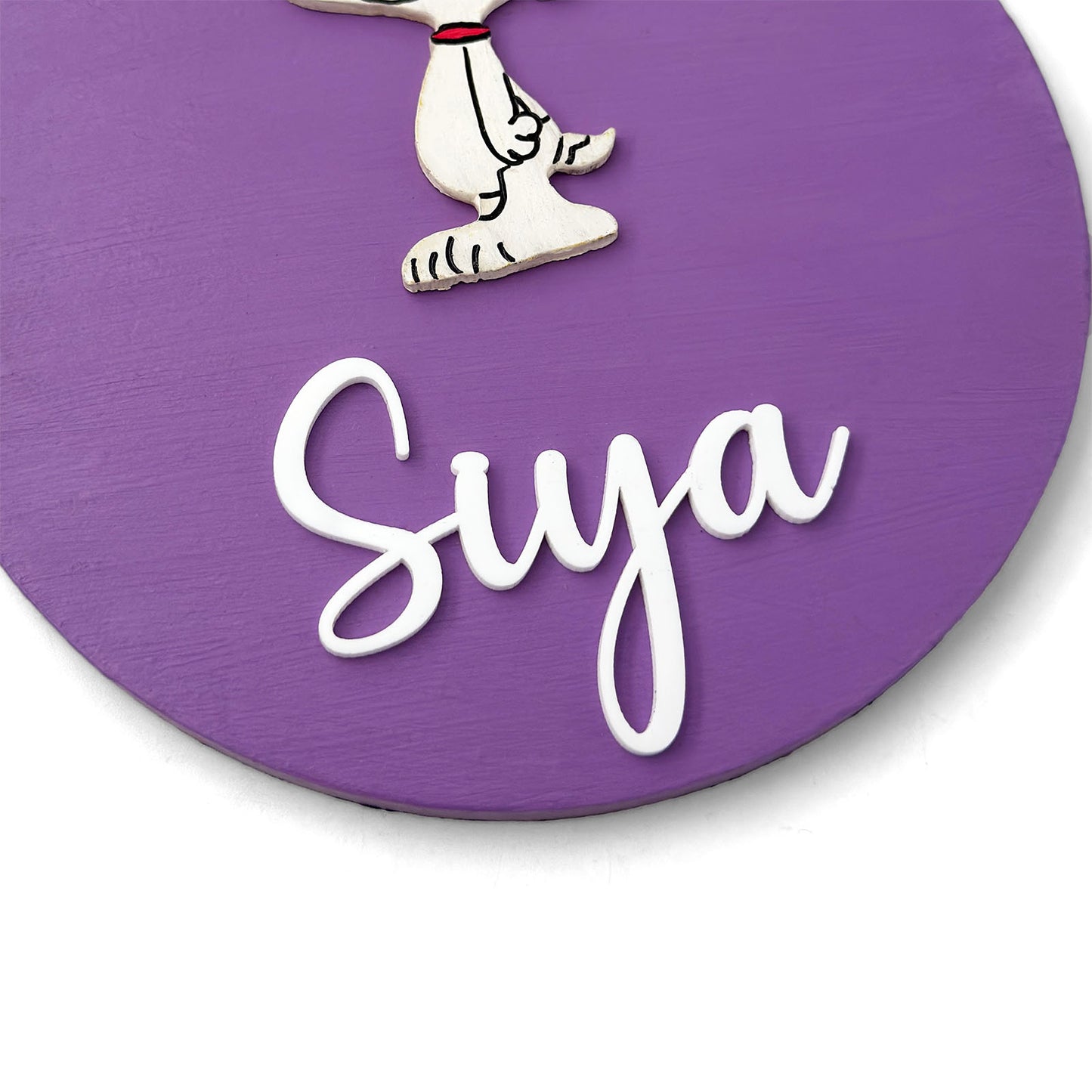 Snoopy Themed Hand-Painted Wooden Name Plate For Kids