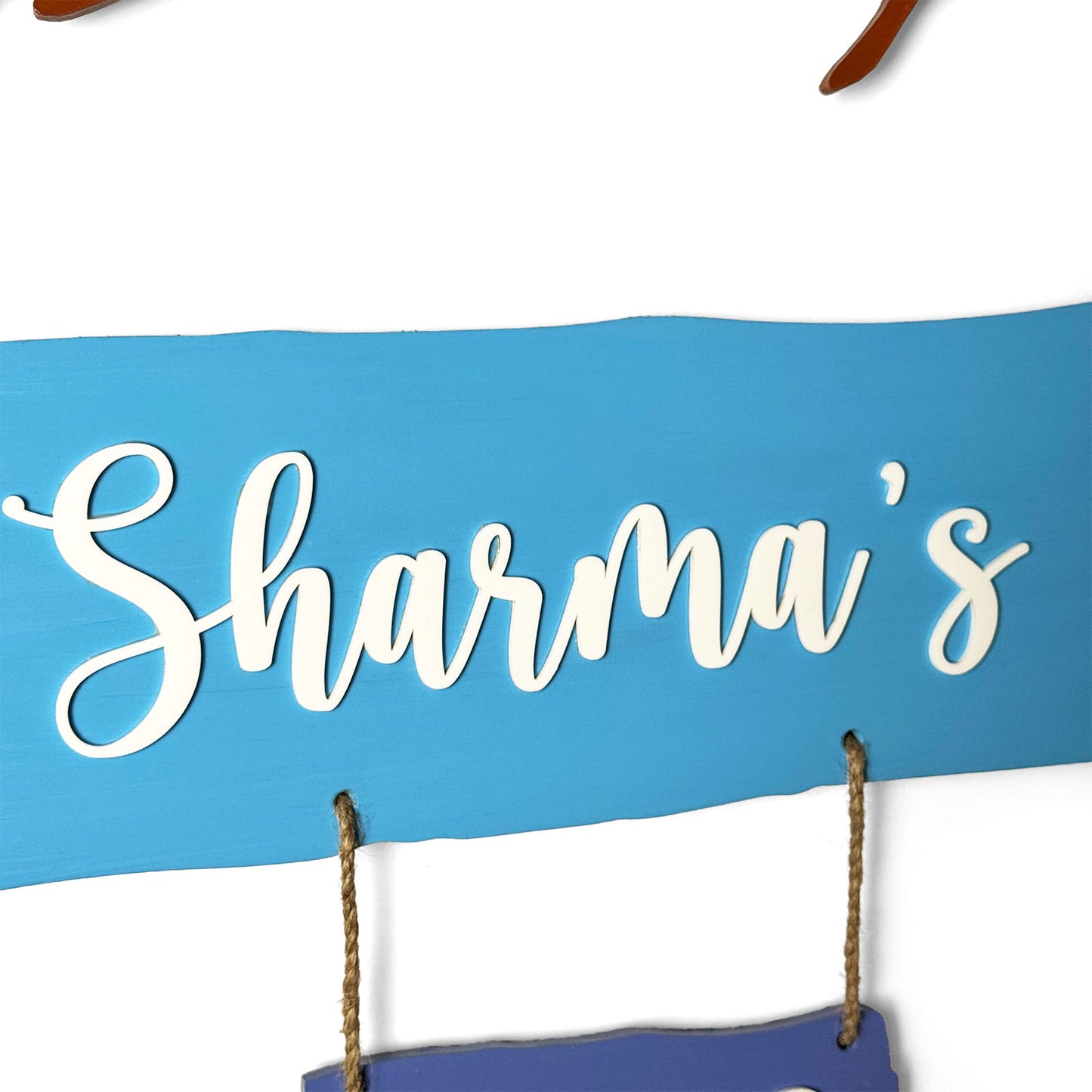 Birds Themed Hand-Painted Wooden Name Plate For Home - One Name Plank And One House Number Plank