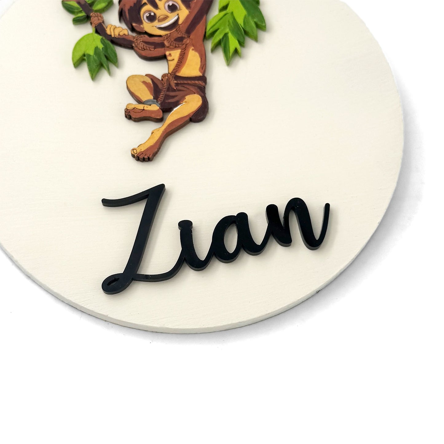 Mowgli Themed Hand-Painted Wooden Name Plate For Kids