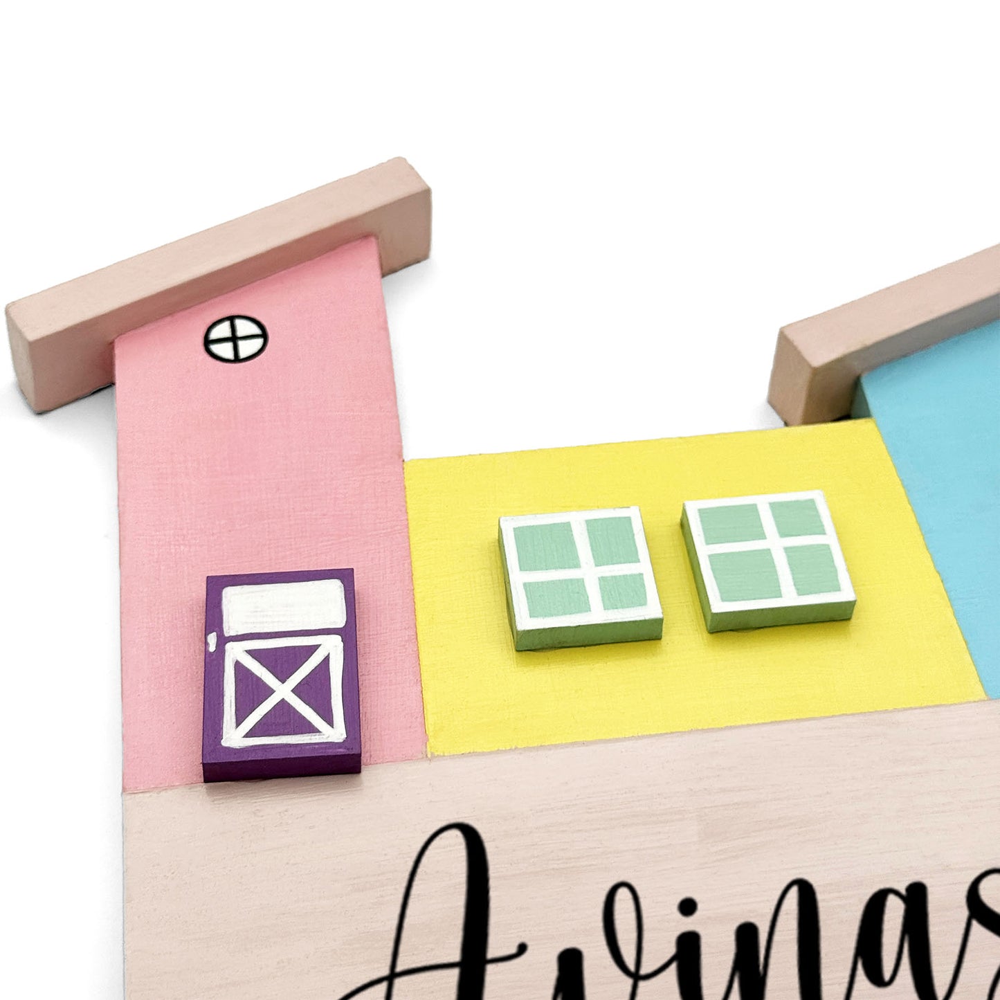 Hut-Shaped Hand-Painted Wooden Name Plate For Home - Hut Board Design 2