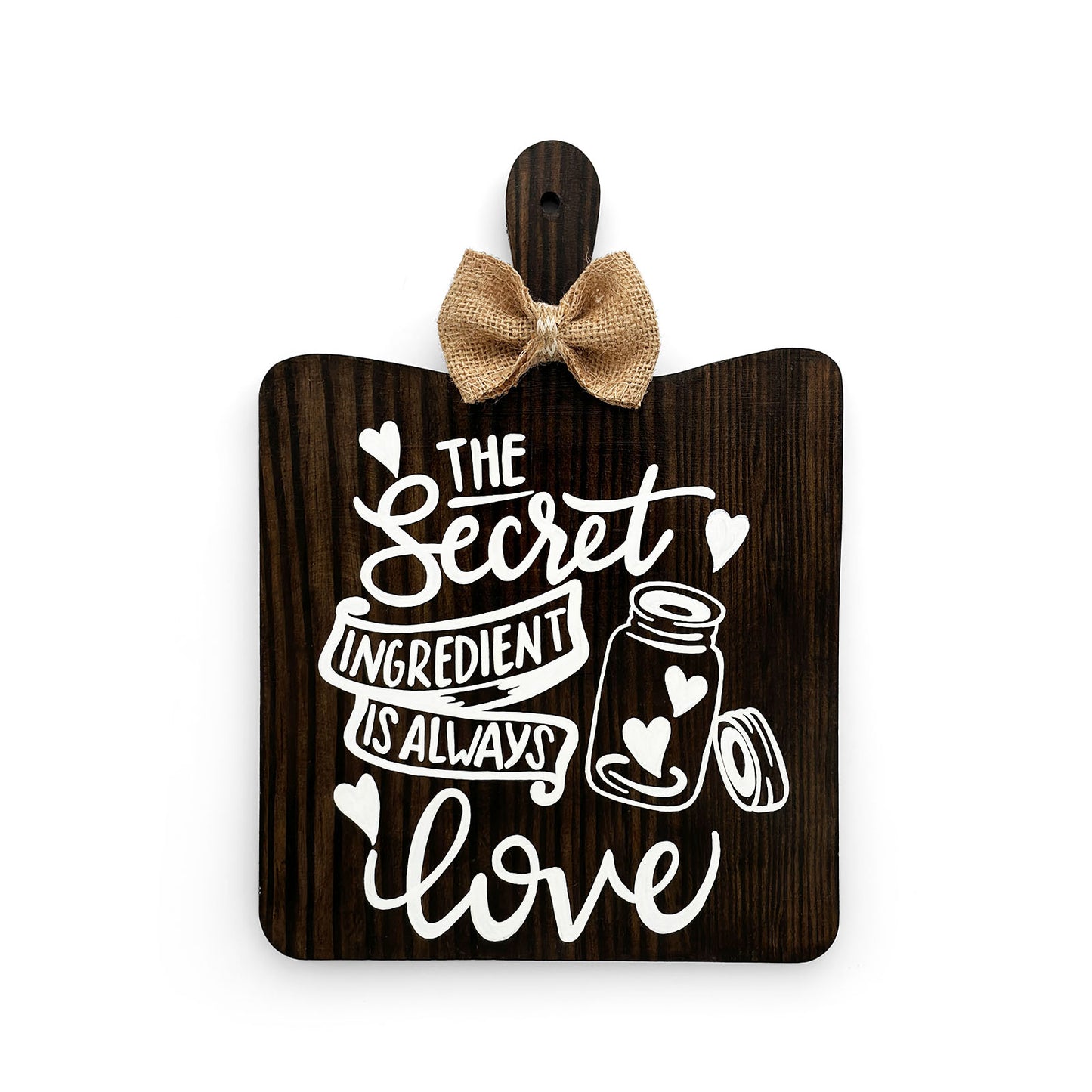 The Secret Ingredient Is Always Love Hand-Painted Wooden Chopping Board Kitchen Wall Hanging - Wooden Finish
