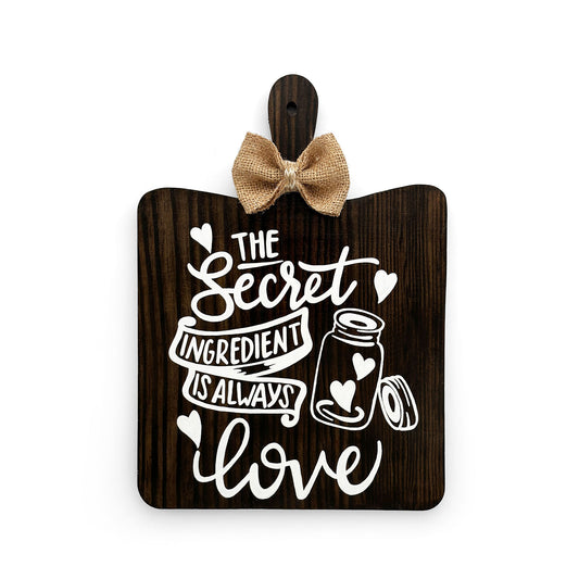 The Secret Ingredient Is Always Love Hand-Painted Wooden Chopping Board Kitchen Wall Hanging - Wooden Finish