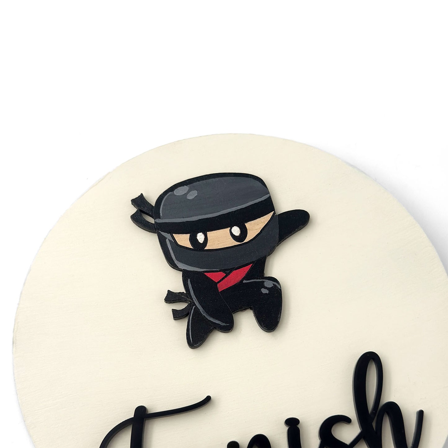 Ninja Themed Hand-Painted Wooden Name Plate For Kids