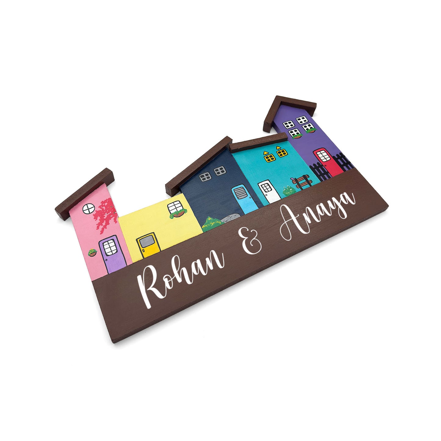 Hut-Shaped Hand-Painted Wooden Name Plate For Home - Hut Board Design 3