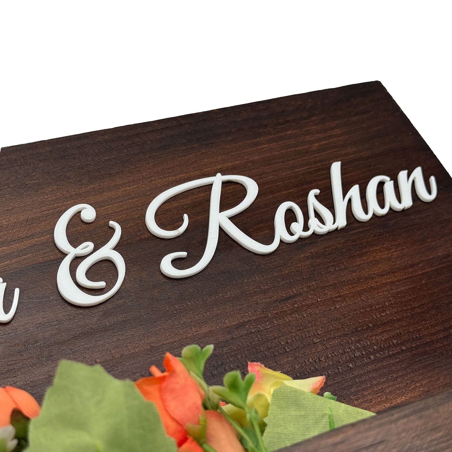 Rectangular Hand-Painted Wooden Planter Name Plate For Home - Wooden Finish