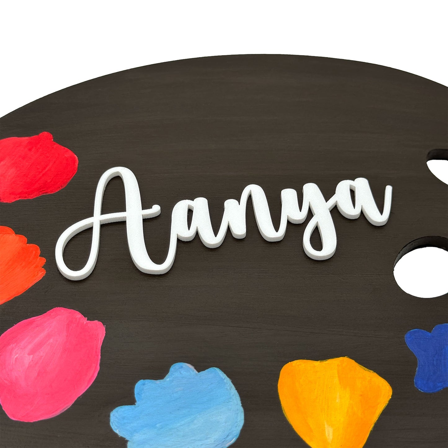 Painting Themed Hand-Painted Wooden Kids Name Plate