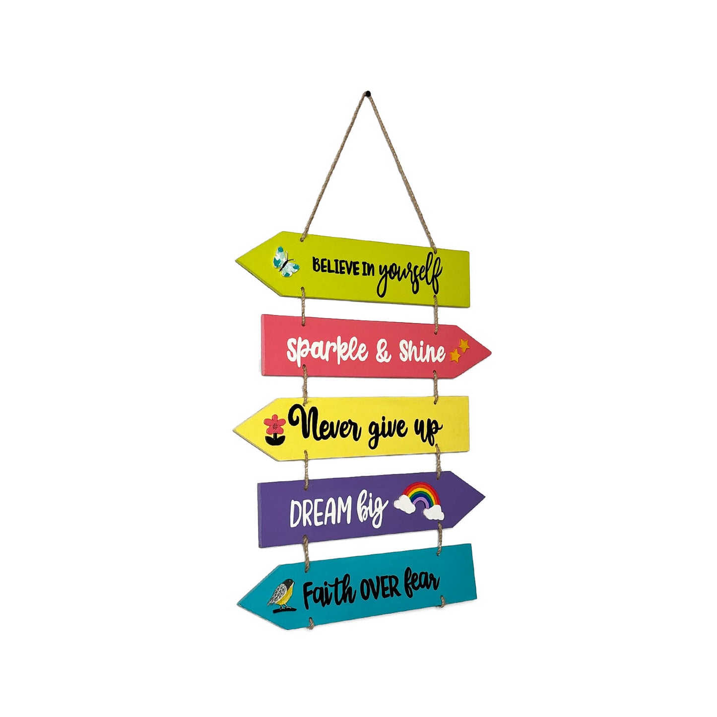Motivational Quotes Hand-Painted Wooden Arrow Plank Wall Hanging - Design 1