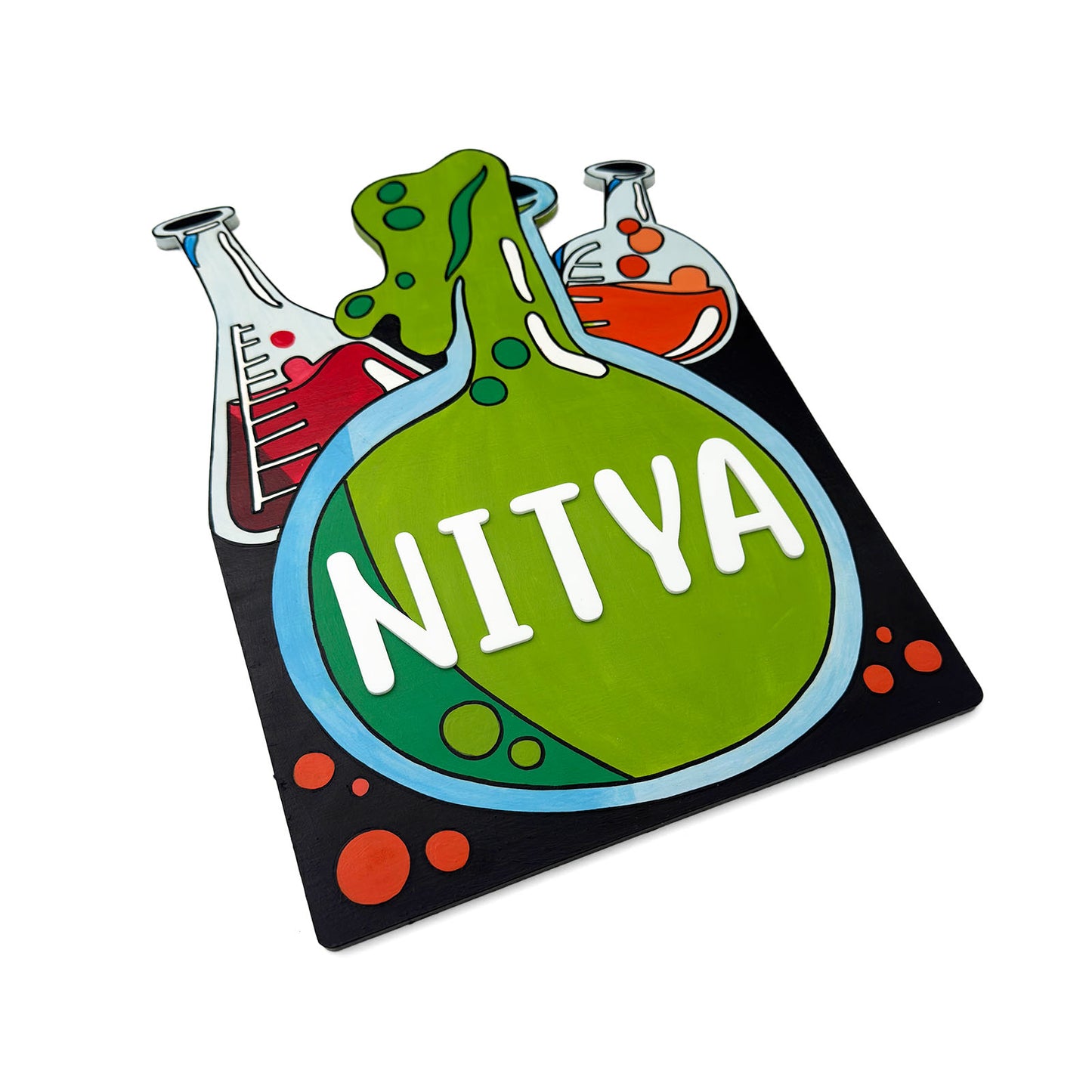 Science Themed Hand-Painted Wooden Kids Name Plate