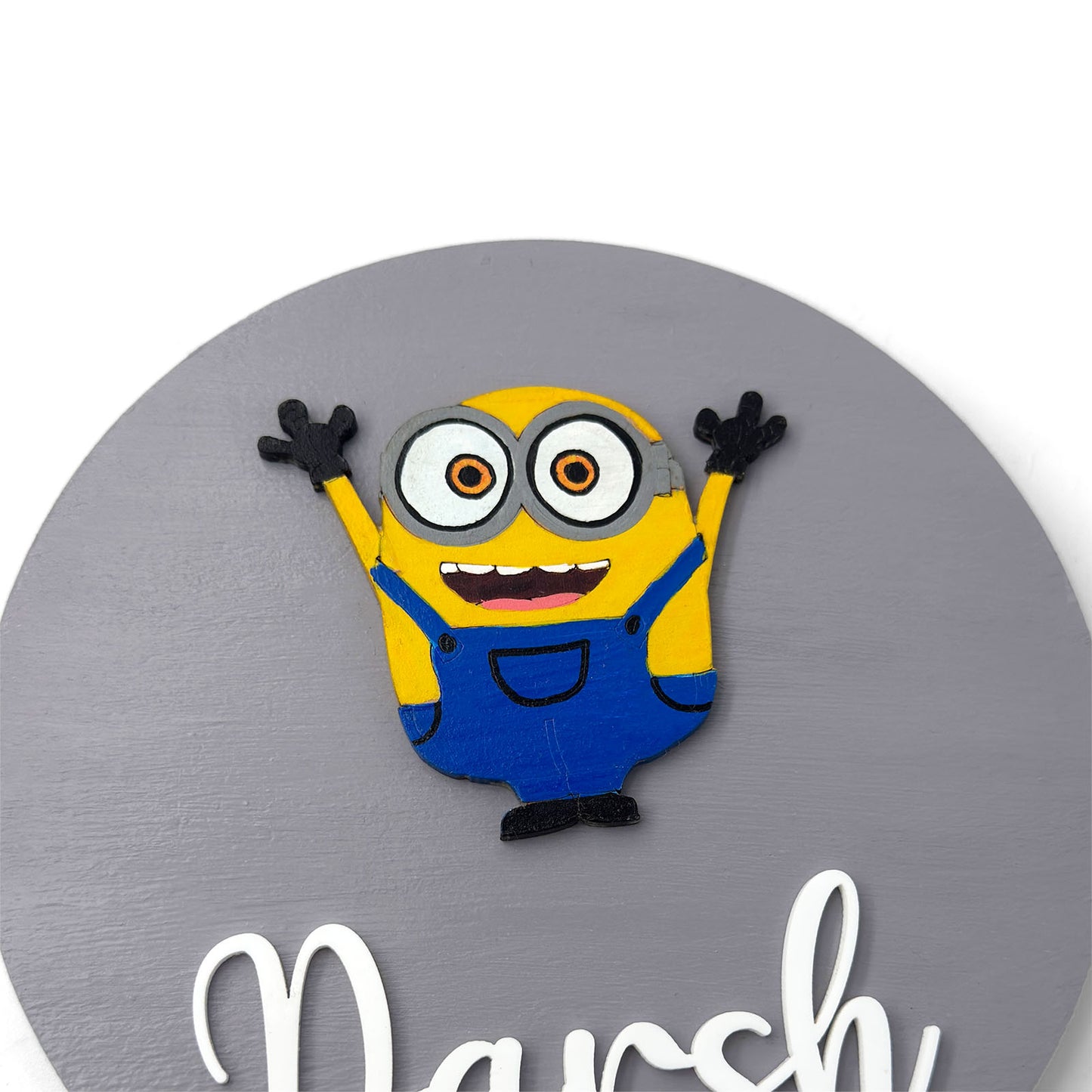 Minions Themed Hand-Painted Wooden Name Plate For Kids