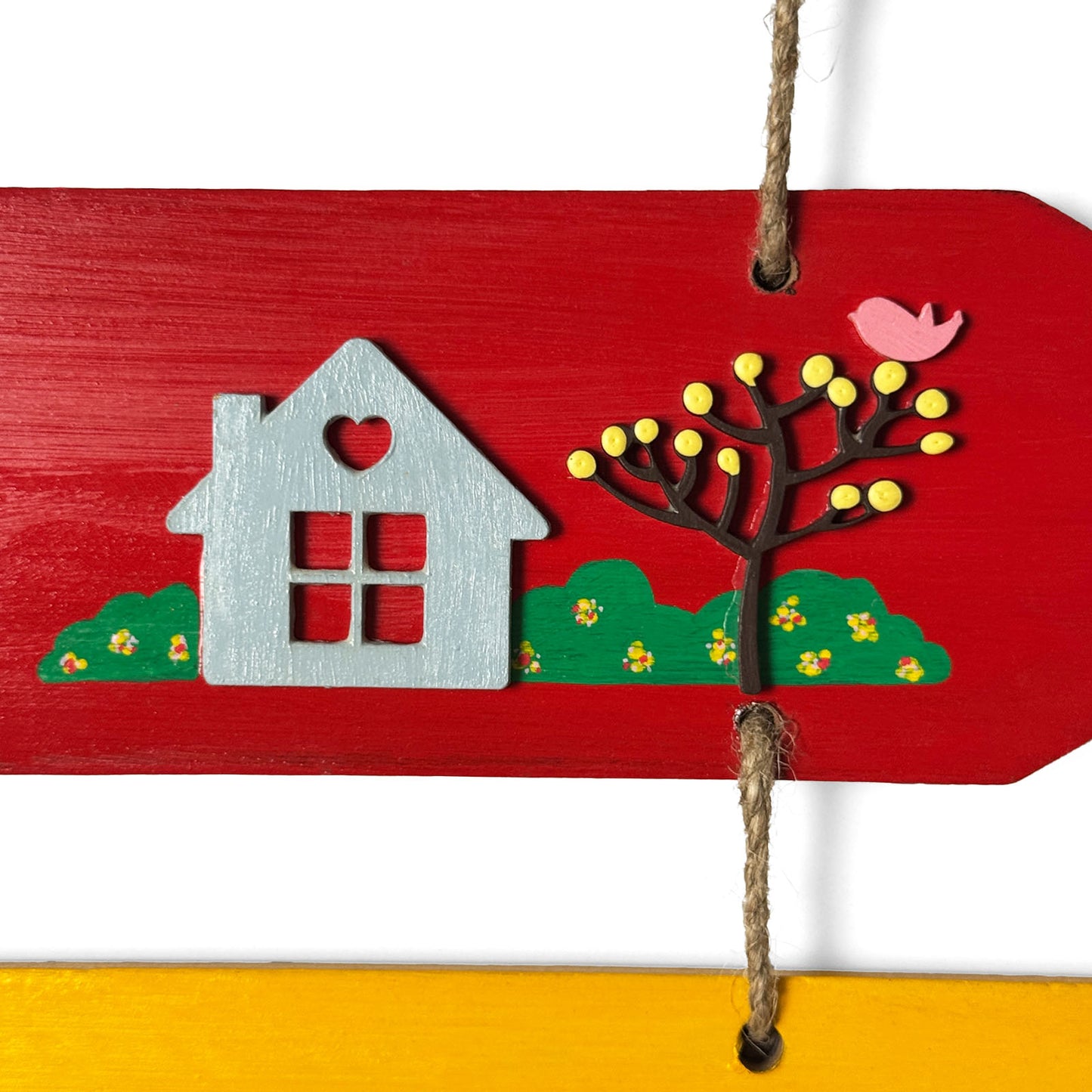 Welcome To Our Home Hand-Painted Wooden Three Arrow Plank Name Plate For Home - Multicolor