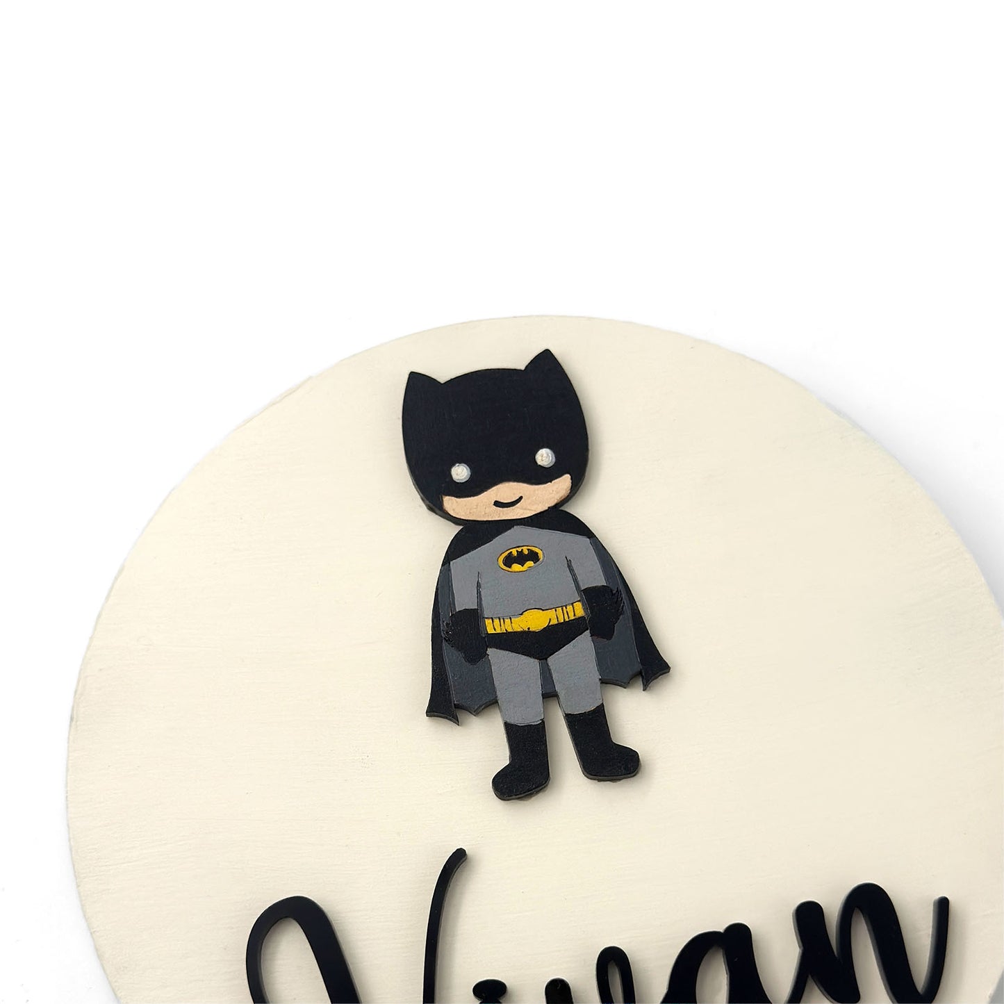Batman Themed Hand-Painted Wooden Name Plate For Kids