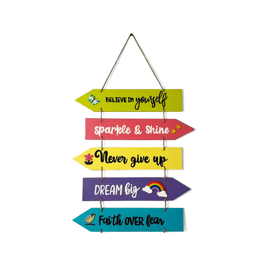 Motivational Quotes Hand-Painted Wooden Arrow Plank Wall Hanging - Design 1