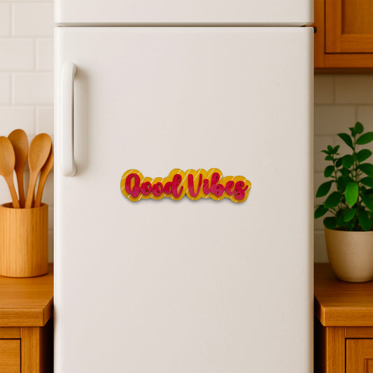 Good Vibes Hand-Painted Wooden Double Layered Fridge Magnet