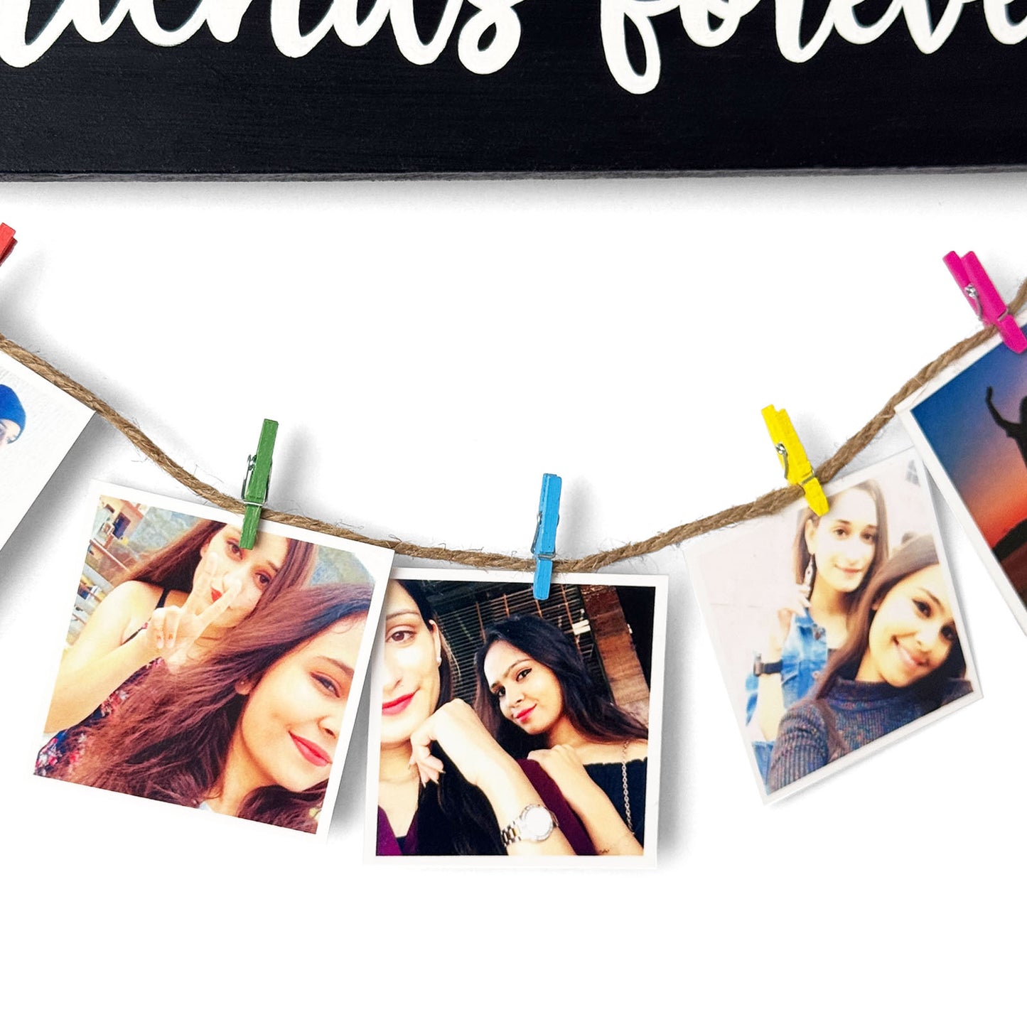 Friends Forever Hand-Painted Wooden Photo Holder - Black