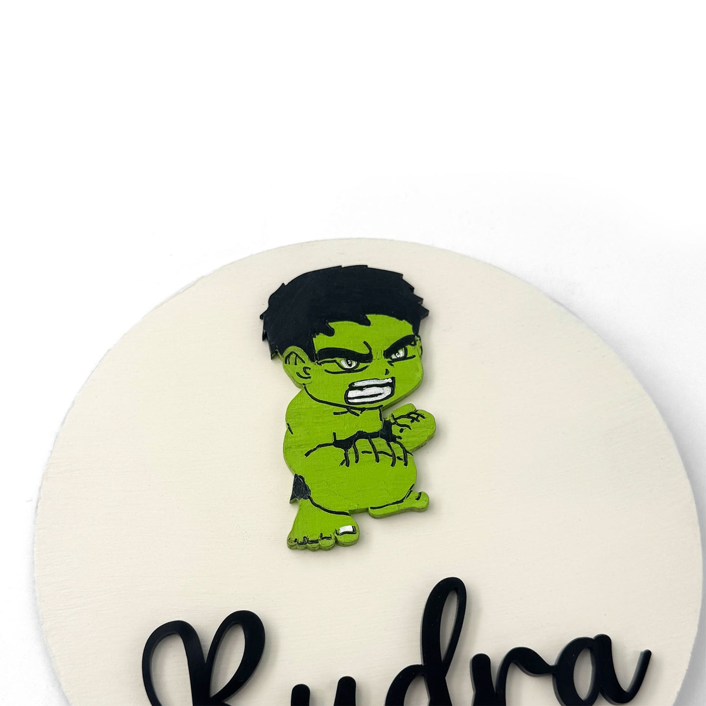 HulkThemed Hand-Painted Wooden Name Plate For Kids