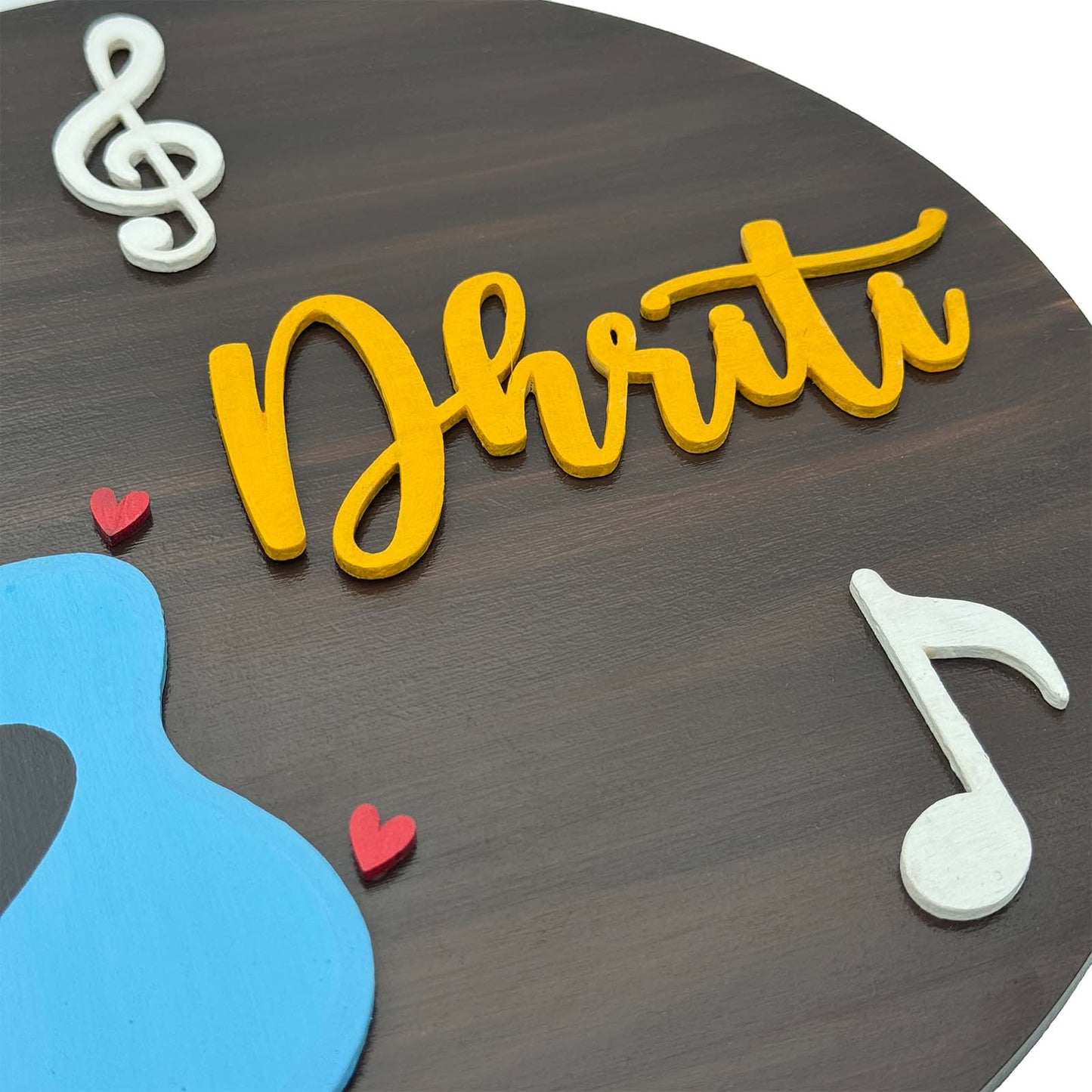 Guitar Themed Hand-Painted Wooden Kids Name Plate