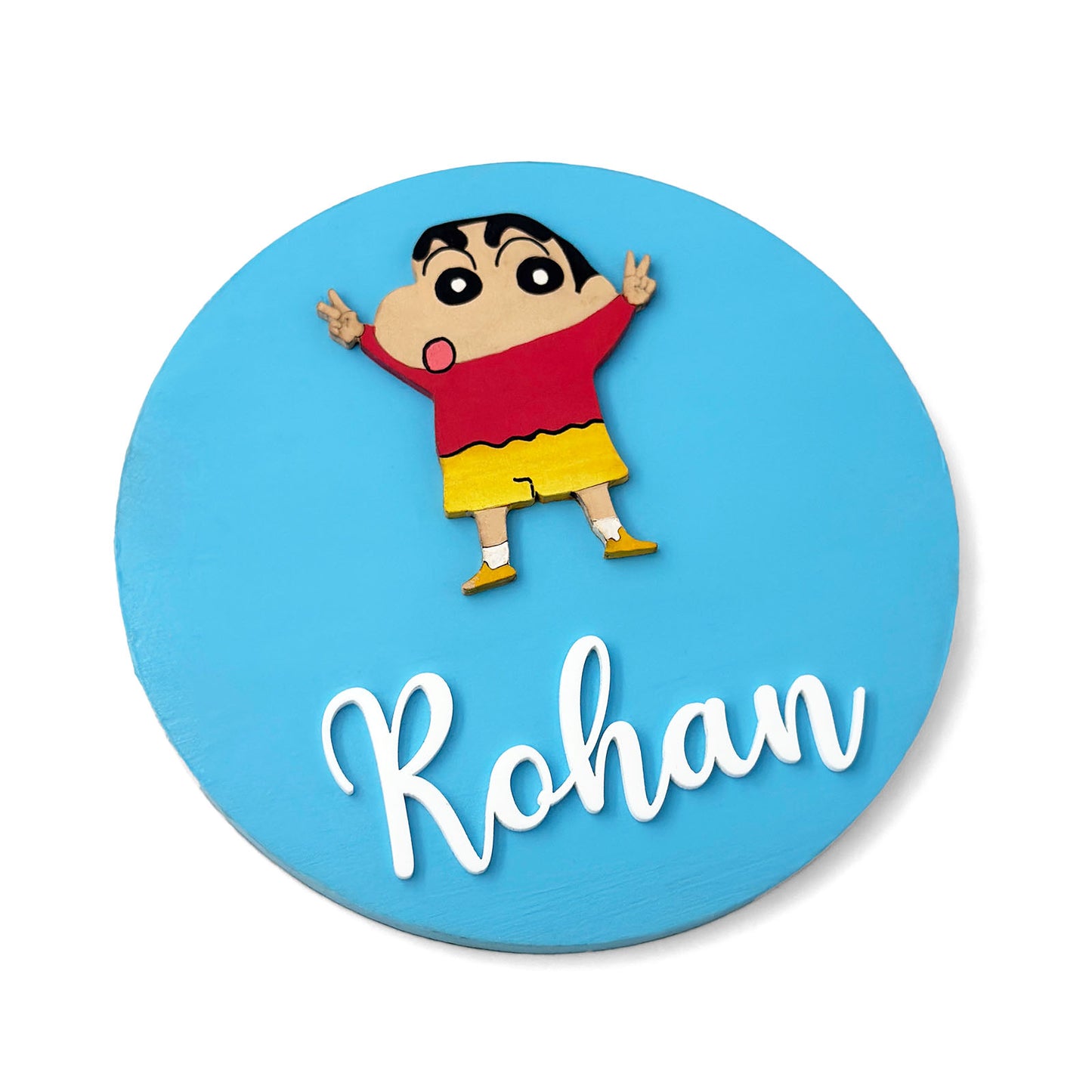 Shin-Chan Themed Hand-Painted Wooden Name Plate For Kids
