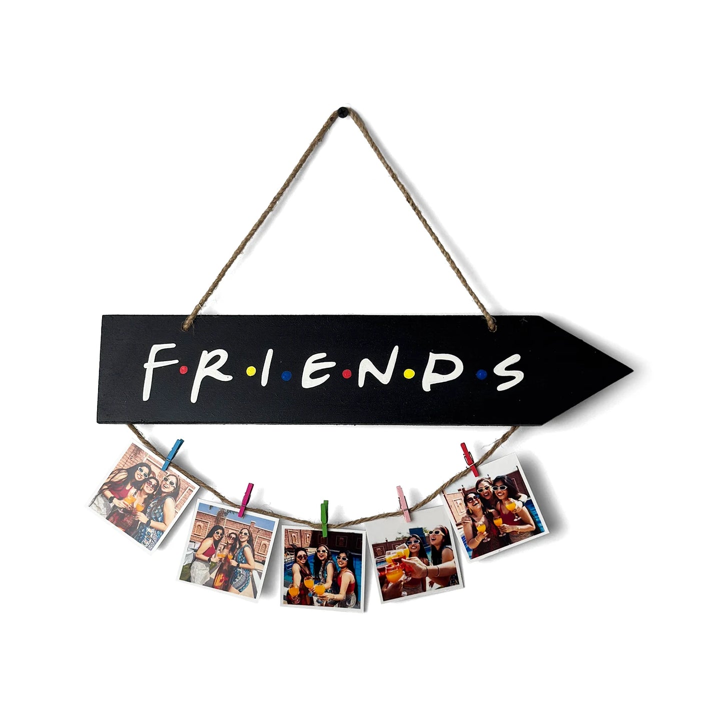 F.R.I.E.N.D.S. Hand-Painted Wooden Arrow Photo Holder