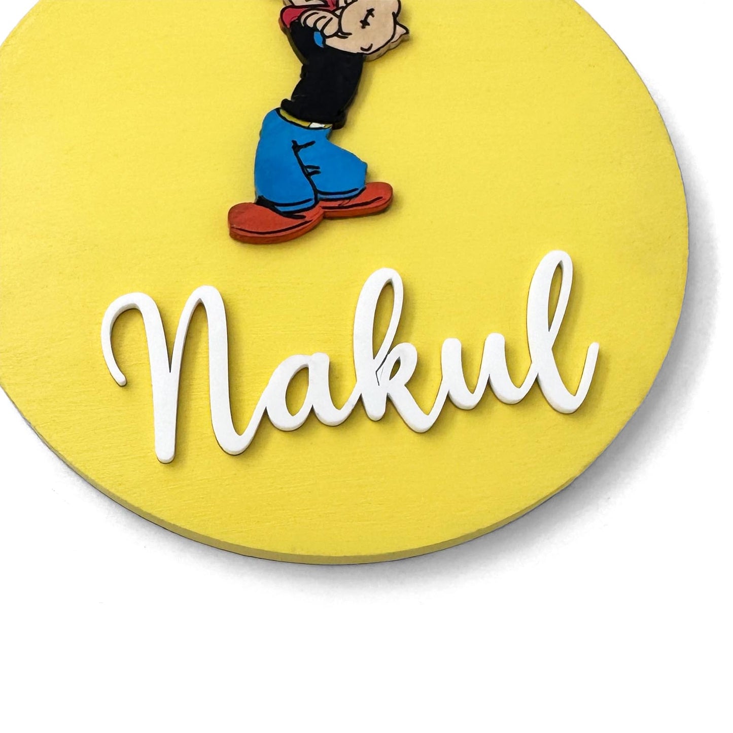 Popoye Themed Hand-Painted Wooden Name Plate For Kids